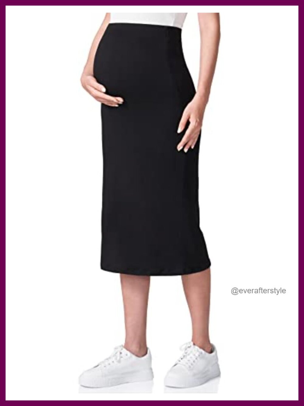 Maternity Over Belly Pencil Skirt Stretchy High Rise Polyester